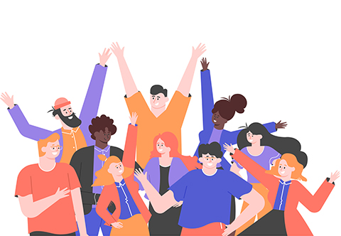 Illustration of people having fun together