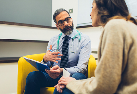 Physician asking someone questions